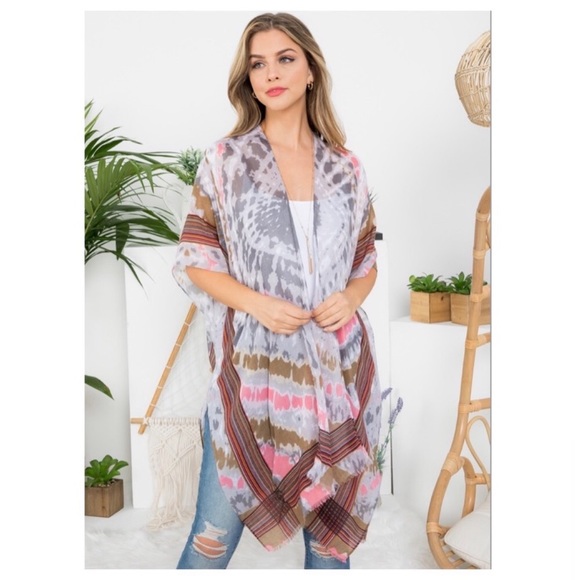 Tie dyed boho kimono top - Picture 4 of 6